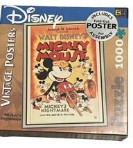 Disney Vintage Posters Mickey&#39;s Nightmare Puzzle Buffalo Games 1000 Piec... - $27.67