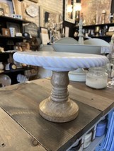 Carved Carrarra Marble and Wood Cakestand 8”D x 6”H - £69.21 GBP