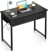 Odk Small Desk With Fabric Drawers- For Bedroom, White Study Desk With, ... - $64.94
