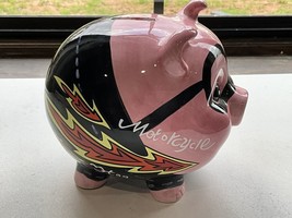 Ceramic Motocycle Hog Piggy Bank Ambience - $435.80 MXN
