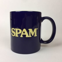 Spam Coffee Tea Cup Mug Dark Blue &amp; Yellow 3.75” Tall Approx. 10 fl. oz. Used - £11.68 GBP