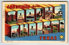 Greetings From Corpus Christi Texas Large Big Letter Linen Postcard Curt Teich - £9.97 GBP