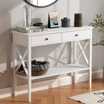 Choochoo Oxford Console Table With 2 Drawers, Sofa Table Narrow For, White - £108.70 GBP