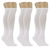 AWS/American Made 3 Pairs Diabetic Over The Calf Socks Cotton White Color Extra  - £12.60 GBP