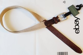 Canterbury Boy&#39;s Leather &amp; Canvas Casual Belt Size MEDIUM Beige Color New - £8.44 GBP