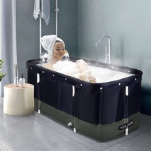 Bathing Soaking Standing Bathtub With Lids And Thick Insulation Foam To ... - £63.57 GBP