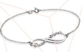 Infinity Personalized Two Names 14K White Gold Bracelet - £322.45 GBP