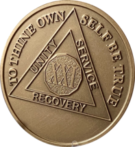 21 Year AA Medallion Engravable Large 1.5 Inch Heavy Bronze Sobriety Chip - $3.99