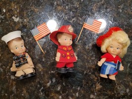 Vtg 1966 Uneeda Doll Co Pee Wee Heewees Little Heros Sailor Fireman Woman 4" - $49.95