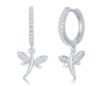 Small huggie hoop dragonfly Women&#39;s Earrings .925 Silver 274048 - $49.99