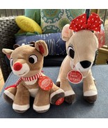 Rudolph The Red Nosed Reindeer &amp; Clarice Plush Toy Set 10” Light Up Musi... - £32.98 GBP