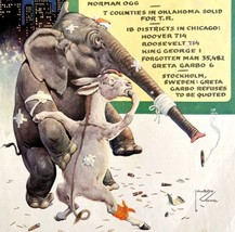 Collier&#39;s Politics Elephant Donkey 1932 Lithograph Magazine Cover Art DWCC1 - £39.39 GBP