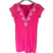 Lilly Pulitzer Slip-on Dress Pink White Embroidery Short Sleeve Cotton S... - $29.69