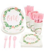 Baby Girl 1St Birthday Party Decorations, Plates, Napkins, Cups, Cutlery... - $35.65