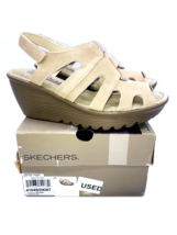 Skechers Parallel Stylin Suede Slingback Wedge Sandals- Dark Natural, US 11W - £15.81 GBP