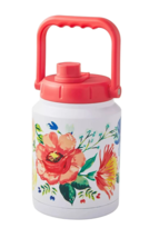The Pioneer Woman Delaney 0.5-Gallon Stainless Steel Jug Coral Floral on... - $24.37