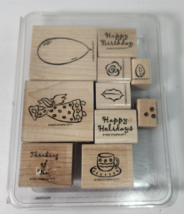 Stampin Up Contemporary Collection 1998 Set 10 Wooden Rubber Stamps Angel Rose - £3.70 GBP