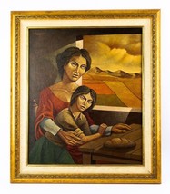Untitled (Mother &amp; Daughter Looking Out A Window) By Rodolfo Campodonico Oil - £8,025.82 GBP