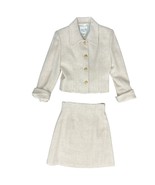 Bosch White Beige Cream Gold Button Luxury Regal Tweed Skirt Suit size 6... - $111.85