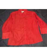 Coldwater Creek Red Textured Blouse Women’s Medium Button-Up Long Sleeve... - $9.70