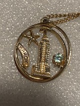 10&quot; Empire State Building March Aquamarine Pendant Necklace *Pre-Owned* DTA - $16.99