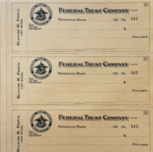 1920 Federal Trust Checks Lot of 3 City Hotel Waterville Maine 541-543 F... - $29.99