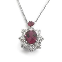 Authenticity Guarantee 
Oval Pink Tourmaline Diamond Halo Pendant Necklace 14... - £3,936.93 GBP
