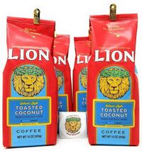 Lion Coffee TOASTED COCONUT, Ground, Light Roast, Four 10 Ounce Bags wit... - $63.39
