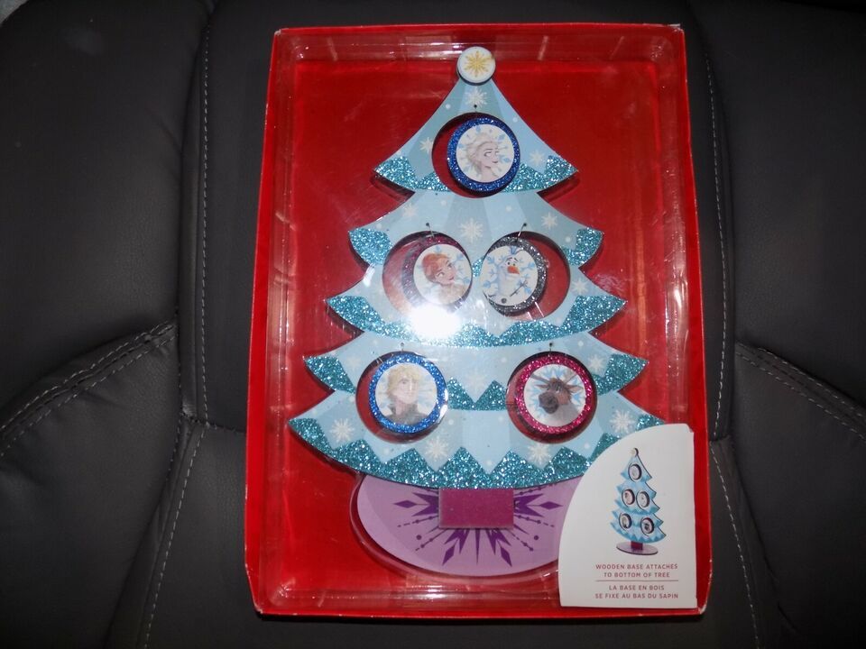 Primary image for Hallmark Disney Frozen II WOODEN Mini Christmas Tree Ornaments With Display NEW