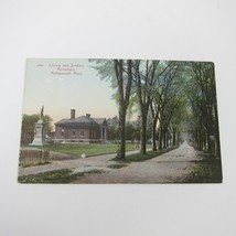 Postcard Mattapoisett Massachusetts Library &amp; Soldiers Monument Antique ... - £8.00 GBP