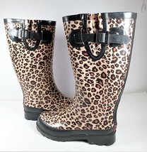 Chooka Safari City Cheetah Tall Rubber Rain Boots Leopard  Animal Print ... - $39.59