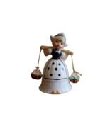 Vintage Dutch Girl Figurine carrying Flower Baskets Bell 3.5” Bone China... - $14.20