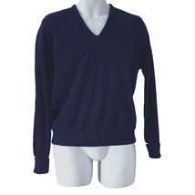 Vintage 90s Jockey Navy Blue Vneck Knit Sweater Cuff Sleeves Size Medium - £21.19 GBP