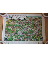 Vintage Lancaster Ohio Map Character Print Poster 1990 Cartoon City USA ... - $49.99