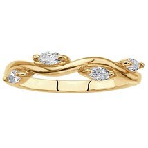 14K Yellow Gold Plated Sterling Silver Marquise LC Moissanites Vine Ring Xmas - £50.78 GBP