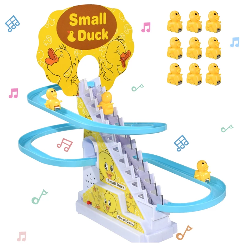 Kid Diy Small Duck Electronic Climbing Stairs Track Toy Light Musical Slide - £15.41 GBP+