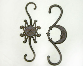 Pair Sun and Moon Cast Iron Country Plant Hangers - £13.32 GBP