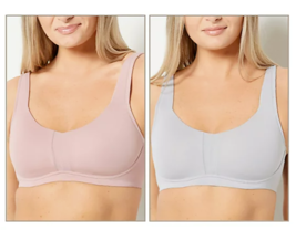 Cuddl Duds Set Of 2 Smooth Micro Lightly Lined Scoop Neck Bra WOODROSE/SILVER 1X - £20.21 GBP