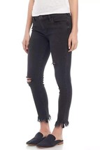 Free People Faded Black Great Heights Fray Distressed Skinny Jeans Size 25 - £30.67 GBP