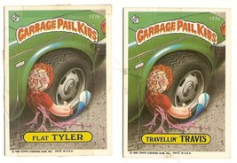 1986 Garbage Pail Kids Series 4 GPK Cards 127a Travellin&#39; Travis/127b Flat Tyler - £3.76 GBP