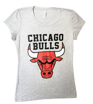Chicago Bulls Girls Top  Size M  Rounded Neck Short Sleeve Shirt NBA Basketball  - £9.64 GBP