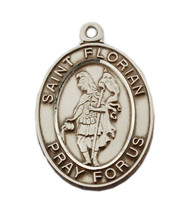 Firefighters Sterling Silver Medal Necklace with St. Florian, 24 inch chain - £52.53 GBP