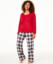 allbrand365 designer Womens Mix It Stewart Plaid Pajama Set Size Small Color Red - £43.45 GBP