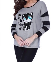 Angel kitty love pullover in Gray Multi - size M - £33.67 GBP