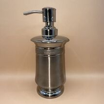Brushed Nickel Bathroom Soap Lotion Dispenser Metal Pump Beaded Accent - $6.92