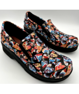 easy works by easy street slip on leather clogs tie dye hearts womens 12M - $53.56 CAD