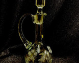 Vintage Tall Crystal Wine Decanter Etched Glass Handle Stopper 11” Roumania - £15.12 GBP