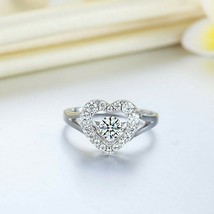 Dancing Stone Heart Shape Round Cut Diamond Sterling Silver Motion Ring Women&#39;s - £60.17 GBP