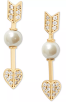 Kate Spade New York Gold-Tone Pave & Imitation Pearl Arrow Drop Earrings - £31.79 GBP