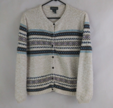 Van Heusen Button-Up Cardigan Sweater With Nordic Isle Design Size Medium - $14.54